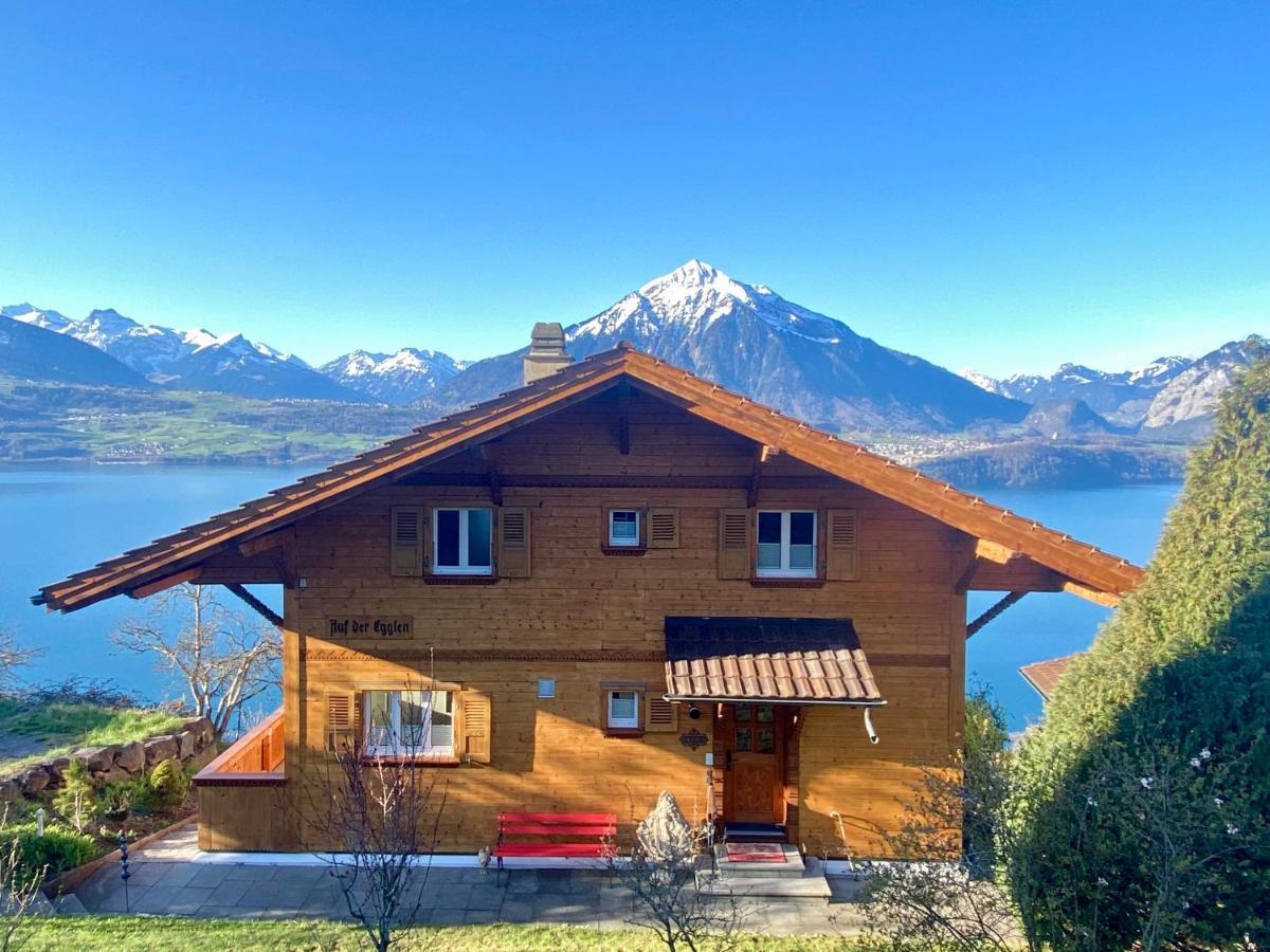 Chalet Egglen "Typical Swiss House, Best Views, Private Jacuzzi" Sigriswil Dış mekan fotoğraf