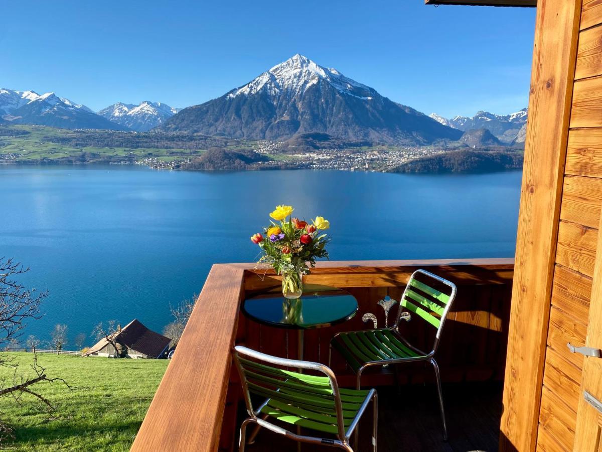 Chalet Egglen "Typical Swiss House, Best Views, Private Jacuzzi" Sigriswil Dış mekan fotoğraf