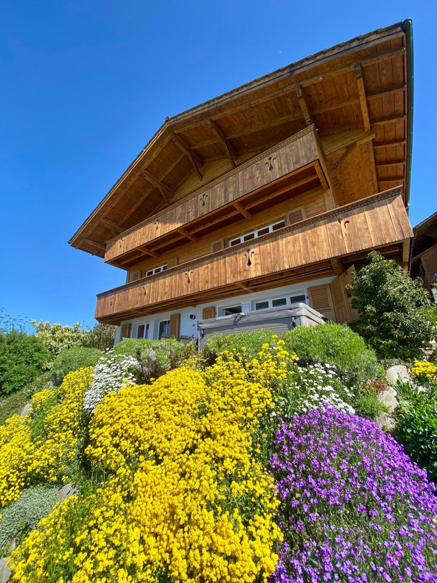 Chalet Egglen "Typical Swiss House, Best Views, Private Jacuzzi" Sigriswil Dış mekan fotoğraf