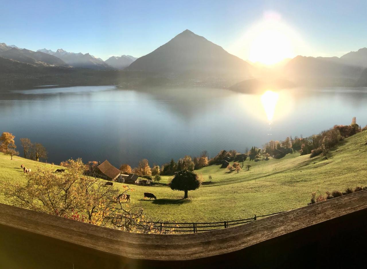 Chalet Egglen "Typical Swiss House, Best Views, Private Jacuzzi" Sigriswil Dış mekan fotoğraf