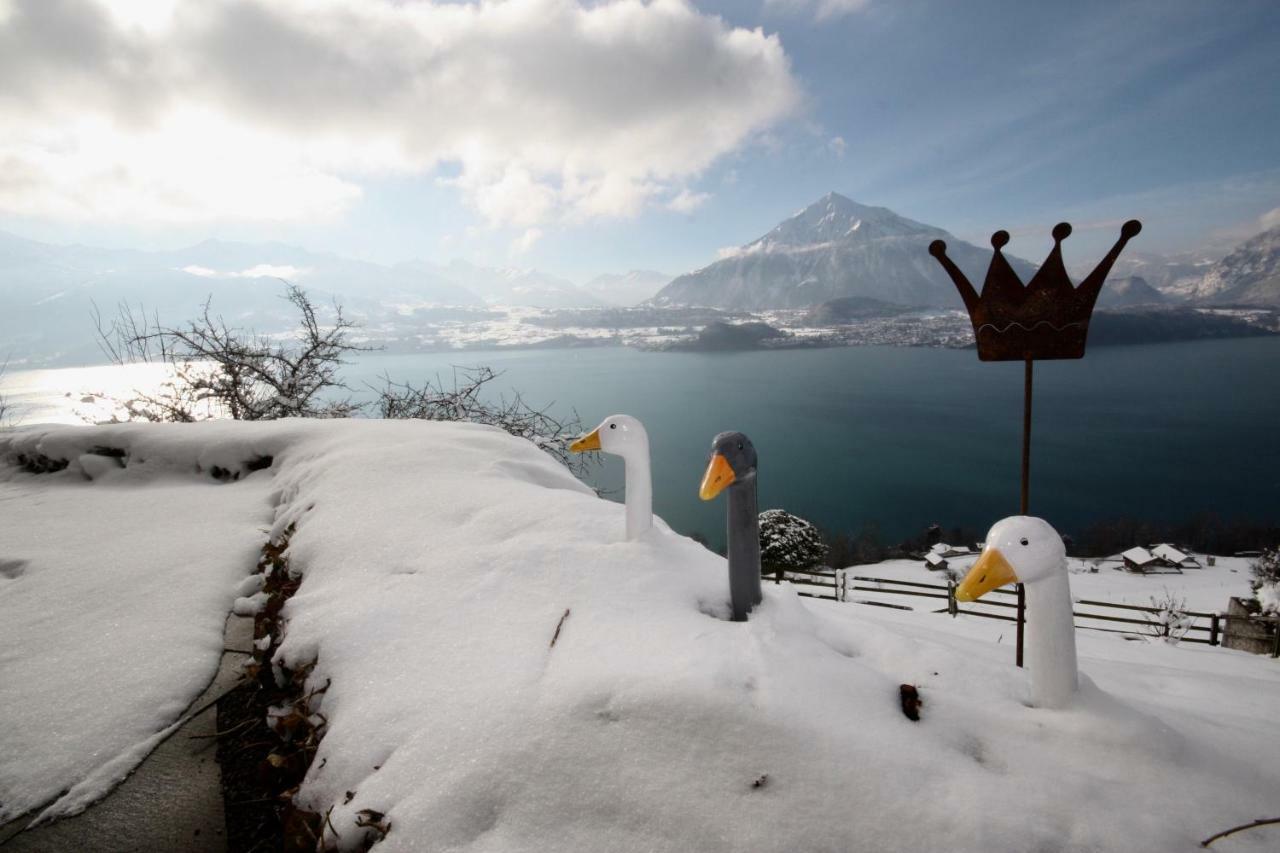 Chalet Egglen "Typical Swiss House, Best Views, Private Jacuzzi" Sigriswil Dış mekan fotoğraf